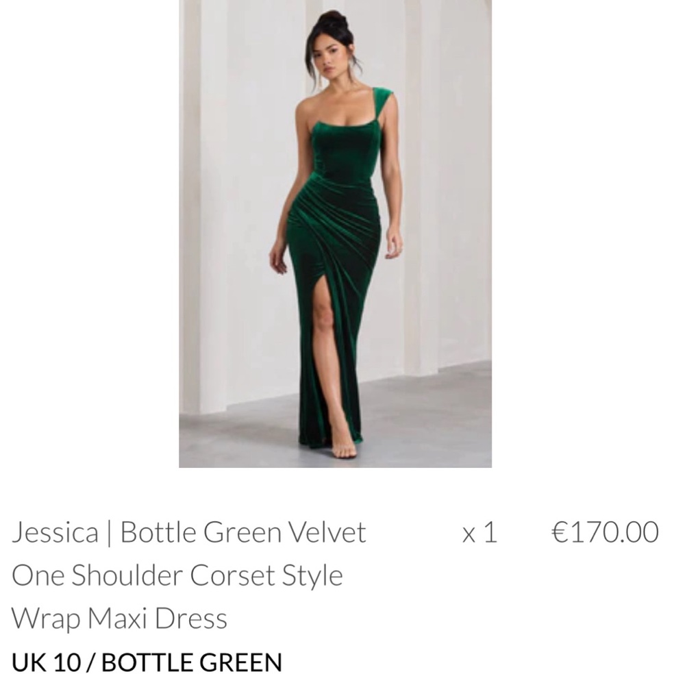 Club L London Jessica Bottle Green Velvet Dress